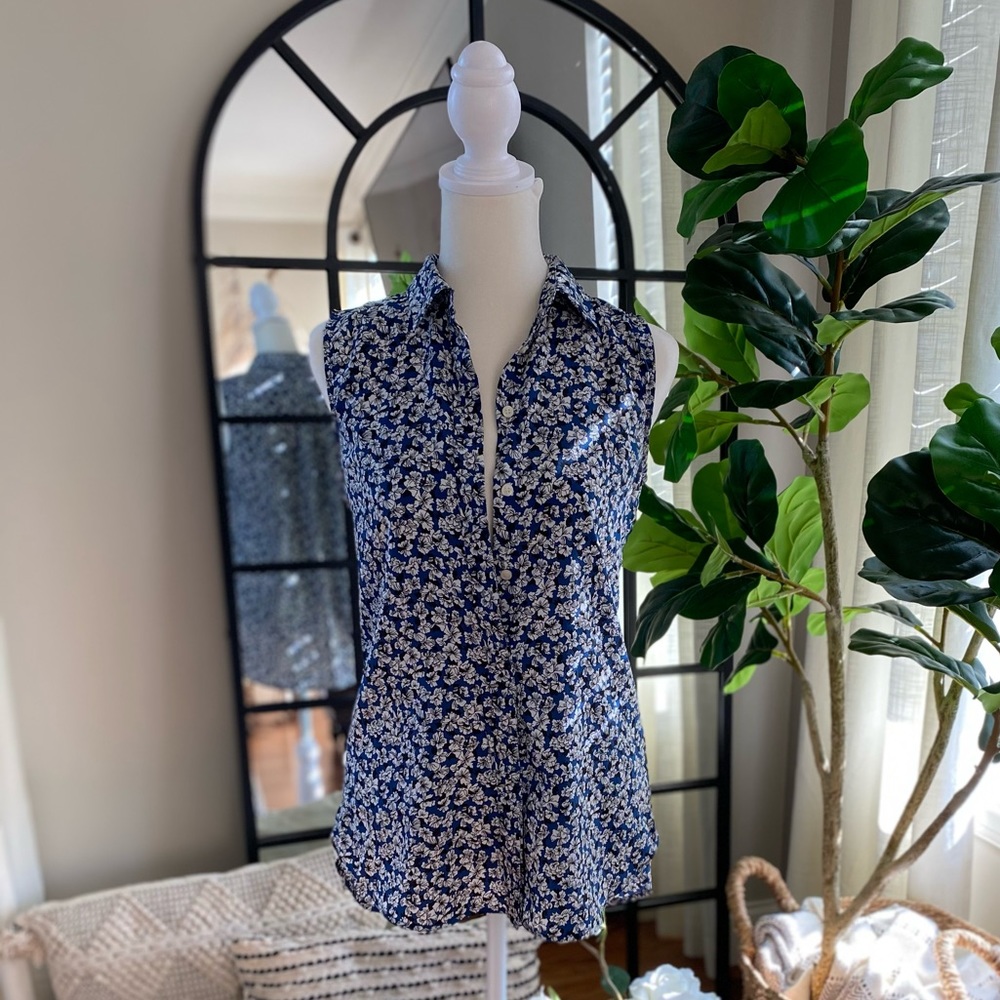 JCrew sleeveless floral tank top (navy)